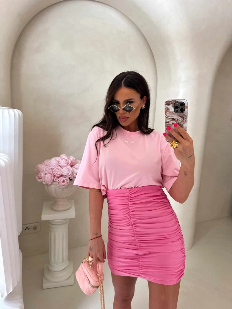 T-shirt pudełkowy ALLO - różowy