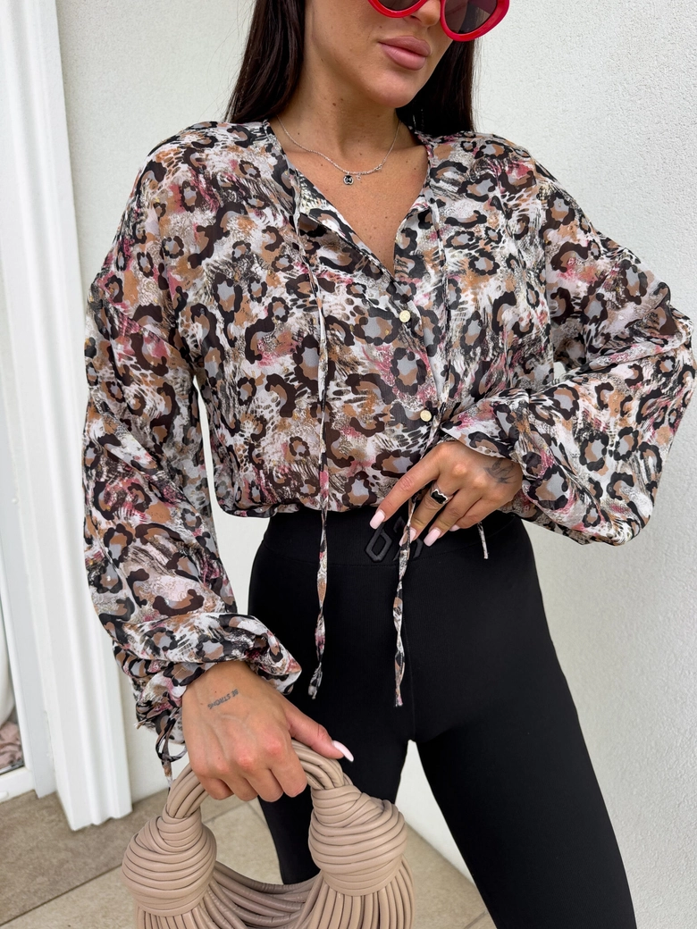 Bluzka BOHO wiskoza - panterka