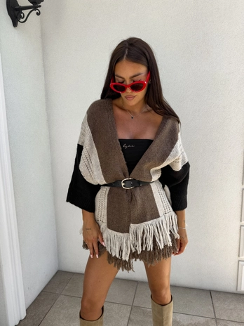 Kardigan ORIANA - czarno-beżowy