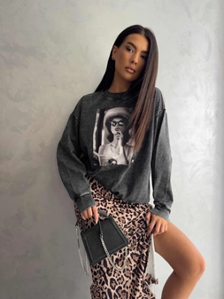 Dekatyzowana bluza IMAGE - czarna