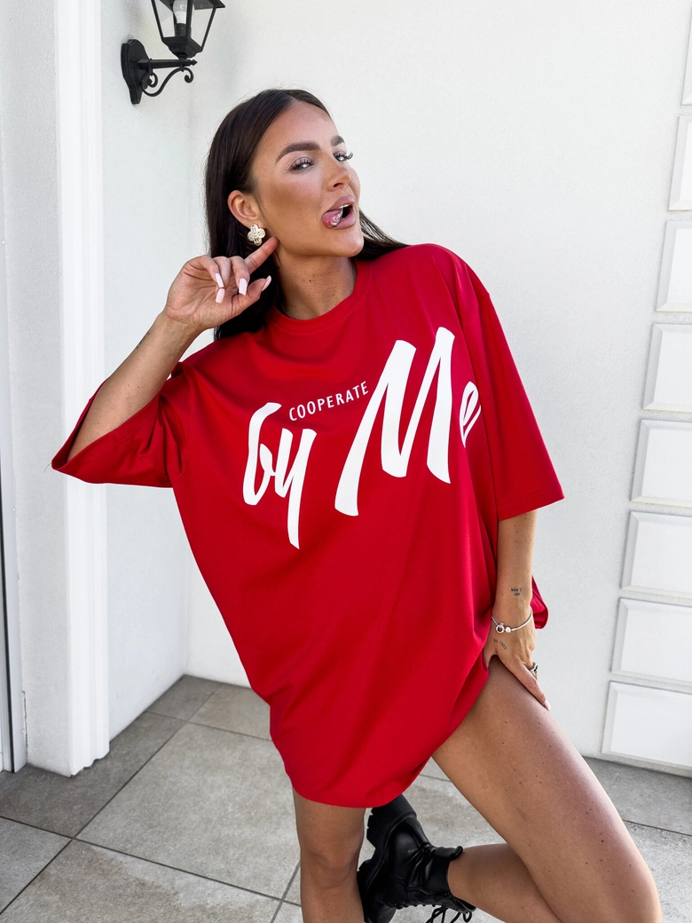 Tuniko sukienka t-shirt COLA - czerwona
