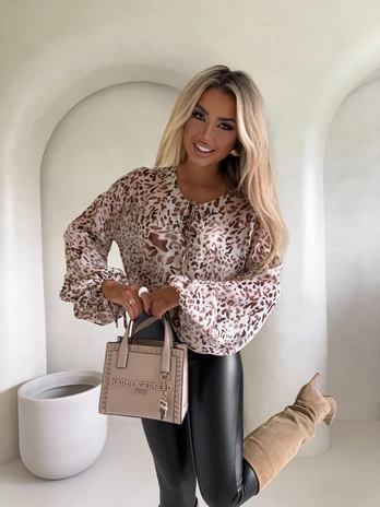 Bluzka LISBONA panterka - ecru-beżowa