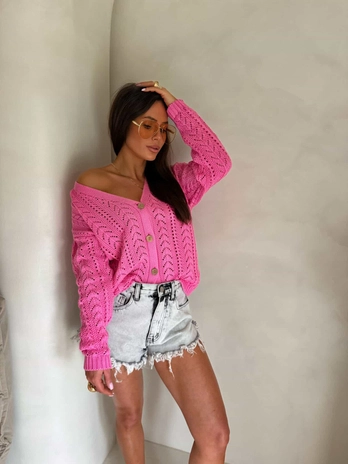 Sweter WOOD – ciemny róż