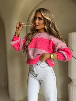 Sweter LEGEND pasy – jasny roż-koral