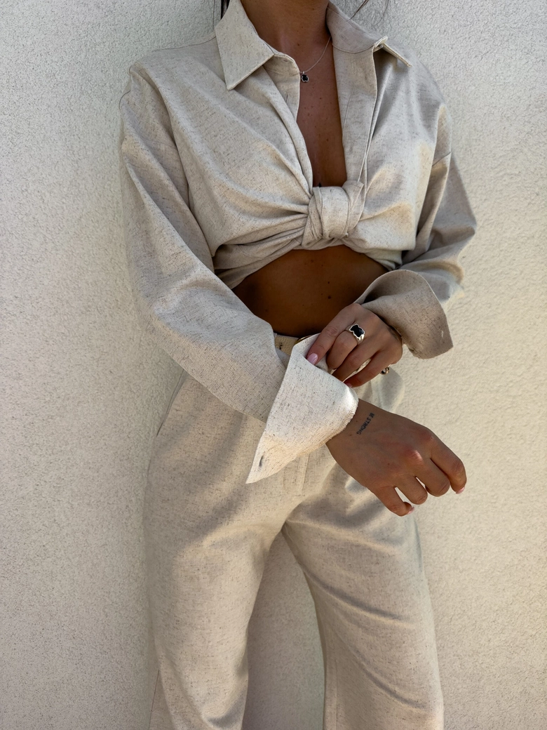 Spodnie SIMPLE natural - szaro-beż