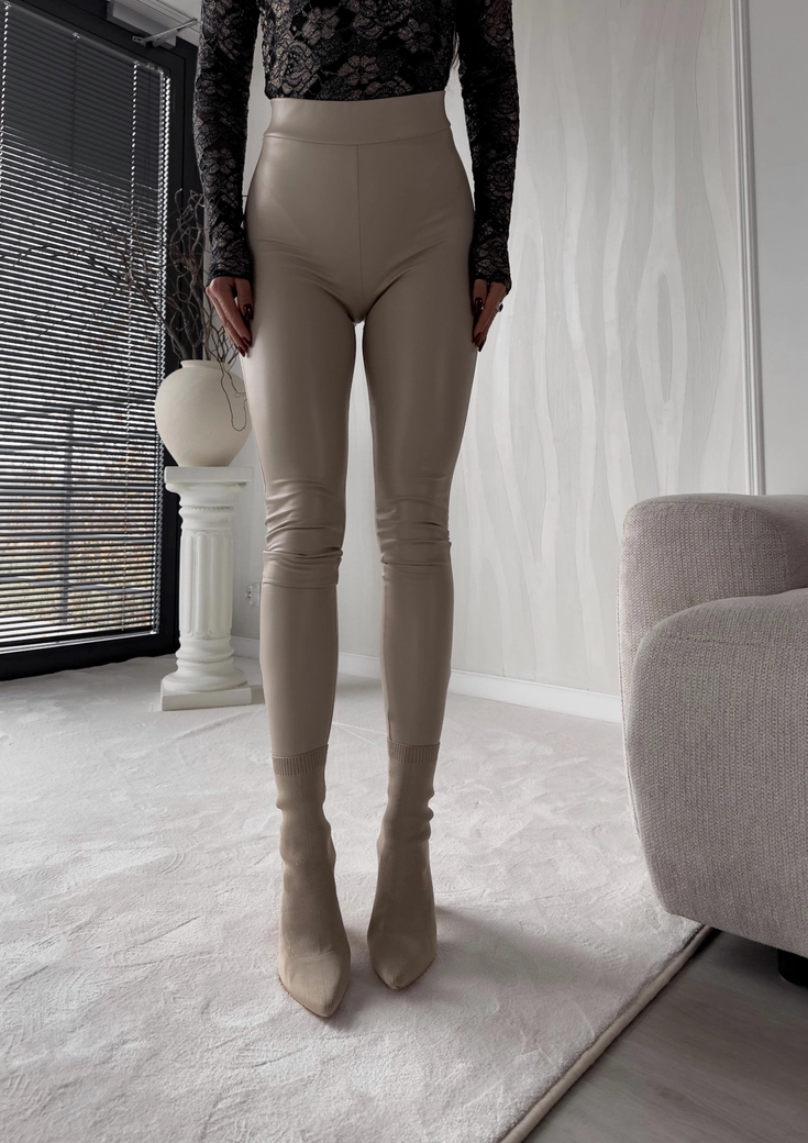 Legginsy LEATHER - jasny beż G18656
