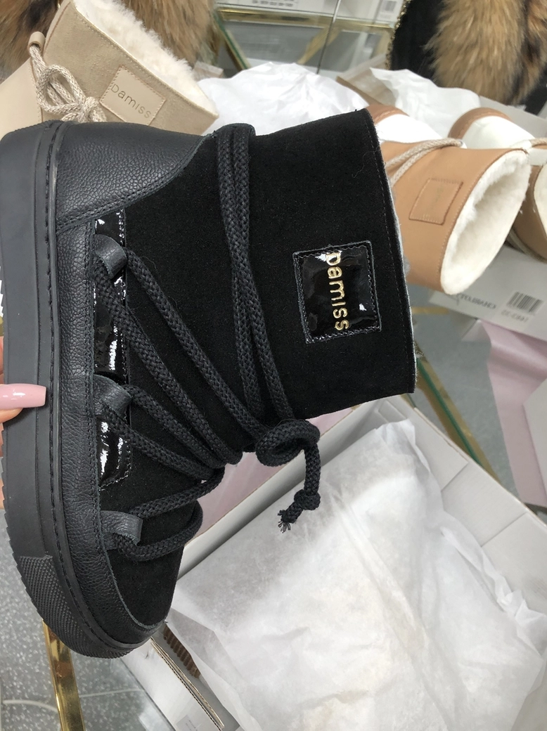 Buty emu śniegowce skórzane zamszowe z ozdobnym wiązaniem camel I514