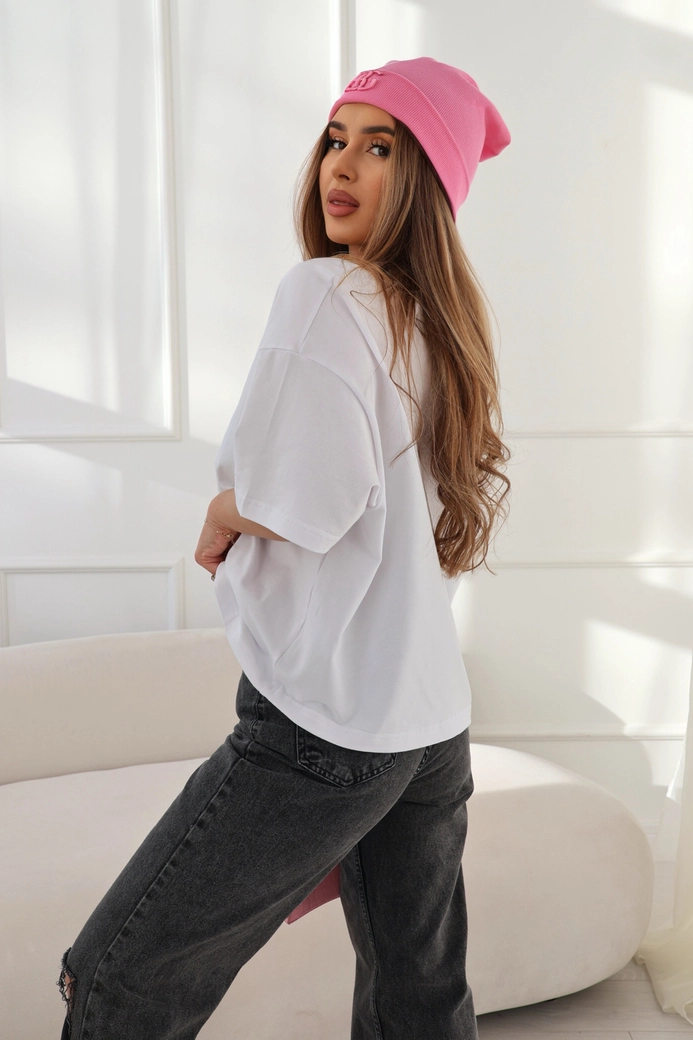 T-Shirt damski BG Ocean | biały-róż