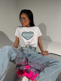 Tshirt LOVERS biały/szałwia