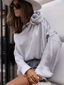 Bluzka z ozdobną aplikacją szara Maravella C17082