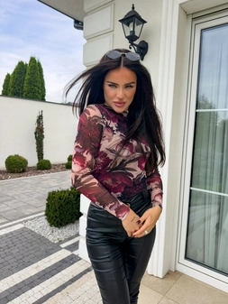 Bluzka SKIN IV transparent kwiaty – bordo-czarne C17680