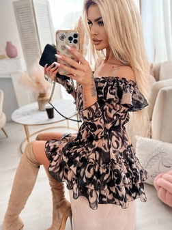 Kozaki muszkieterki cappuccino na szpilce I337