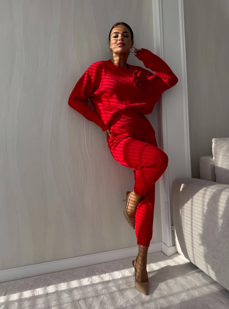 Komplet DELANI LONG – czerwony N19018