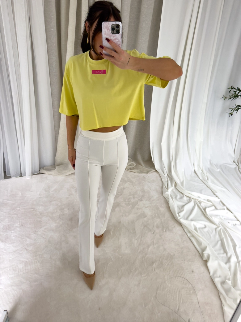 T-shirt pudełkowy MINIMAL - cytrynowy