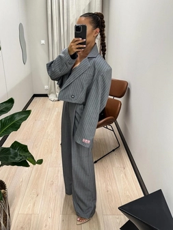 Spodnie szare w paski Classic T352