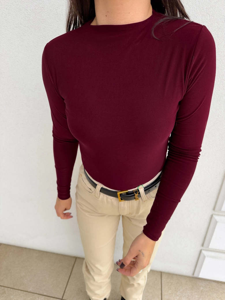 Bluzka SKIN gładka – bordowa C17770