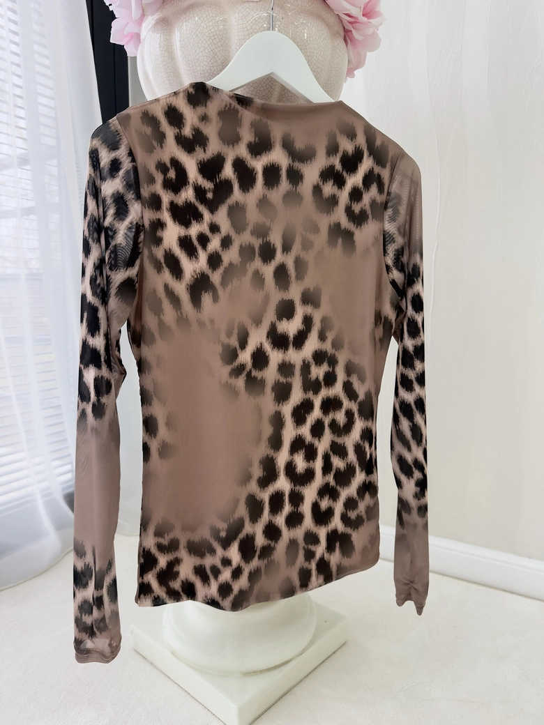 Bluzka SKIN transparent gepard – beżowa C19202