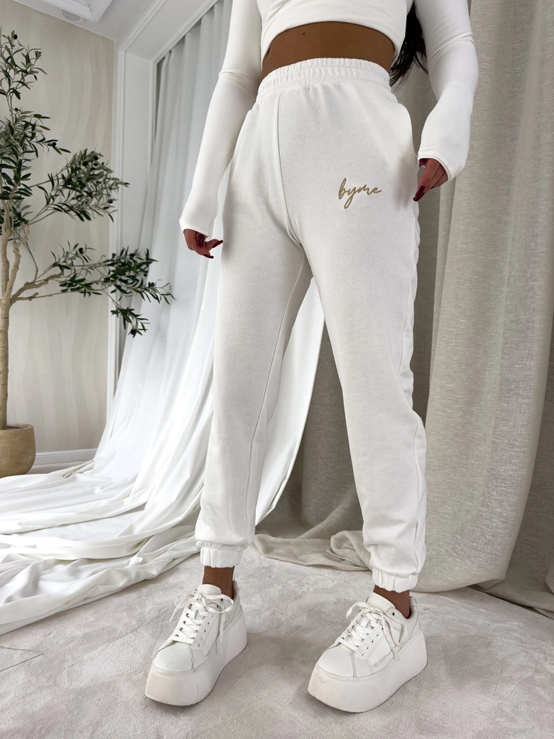 Spodnie dresowe LOGO - ecru