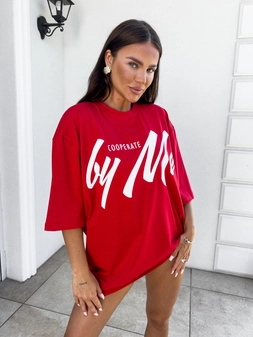 Tuniko sukienka t-shirt COLA - czerwona