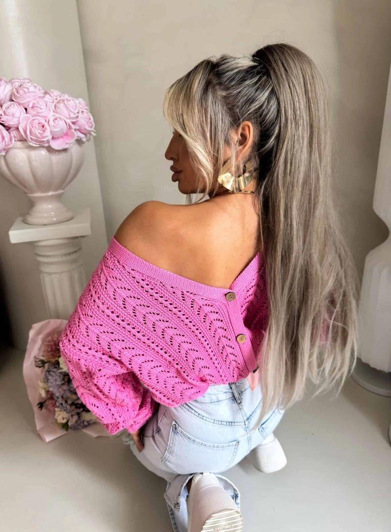 Sweter WOOD – ciemny róż