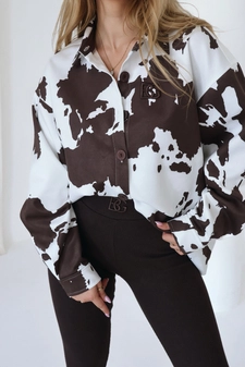 Koszula damska BG Muu | biały-czekolada