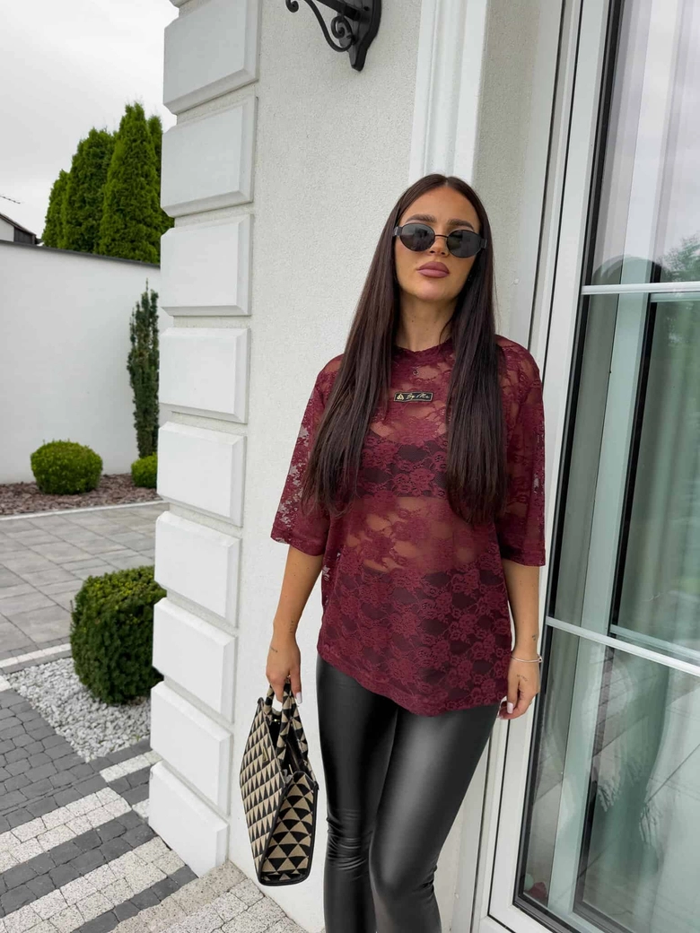 Bluzka MARMARIS II koronka new - bordowa