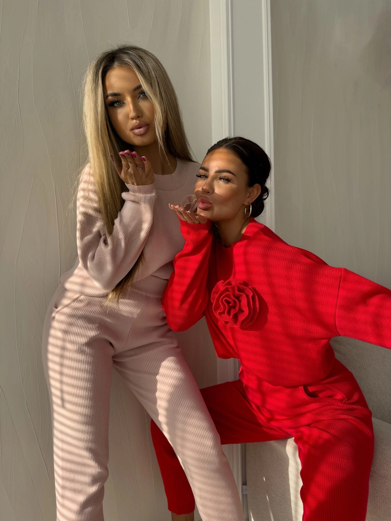 Komplet DELANI LONG – czerwony N19018