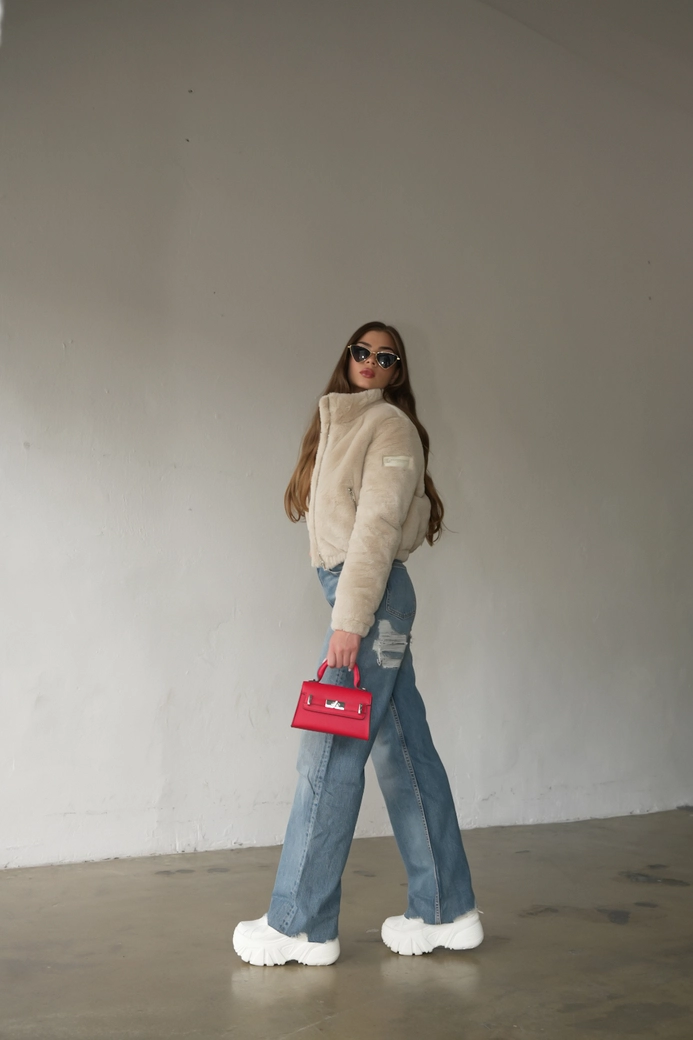 Kurtka damska BG Fur | beż W17587