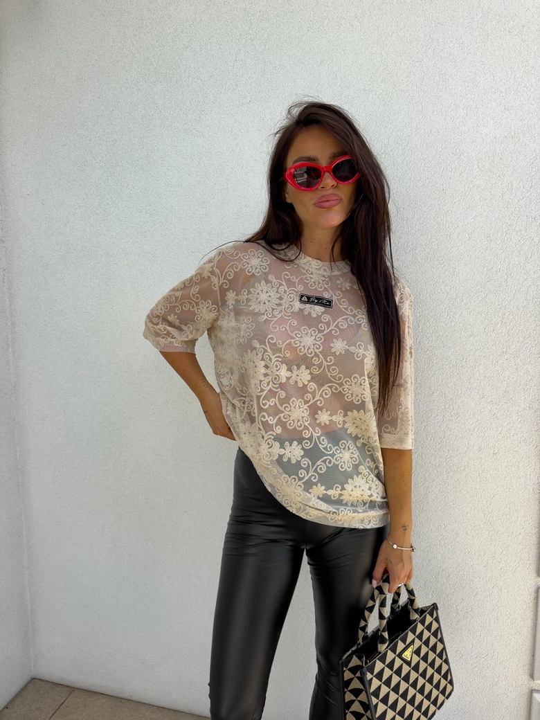 Bluzka T-shirt MARMARIS II koronka sun - jasny beż