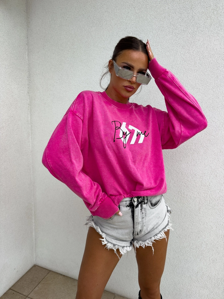 Dekatyzowana bluza MONETTE - różowa