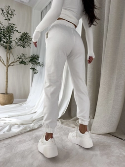 Spodnie dresowe LOGO - ecru