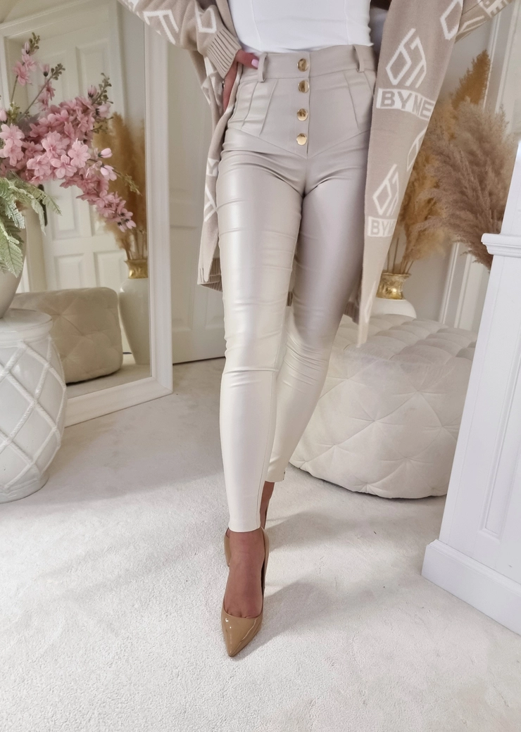 Spodnie woskowane KARL - ivory T17739