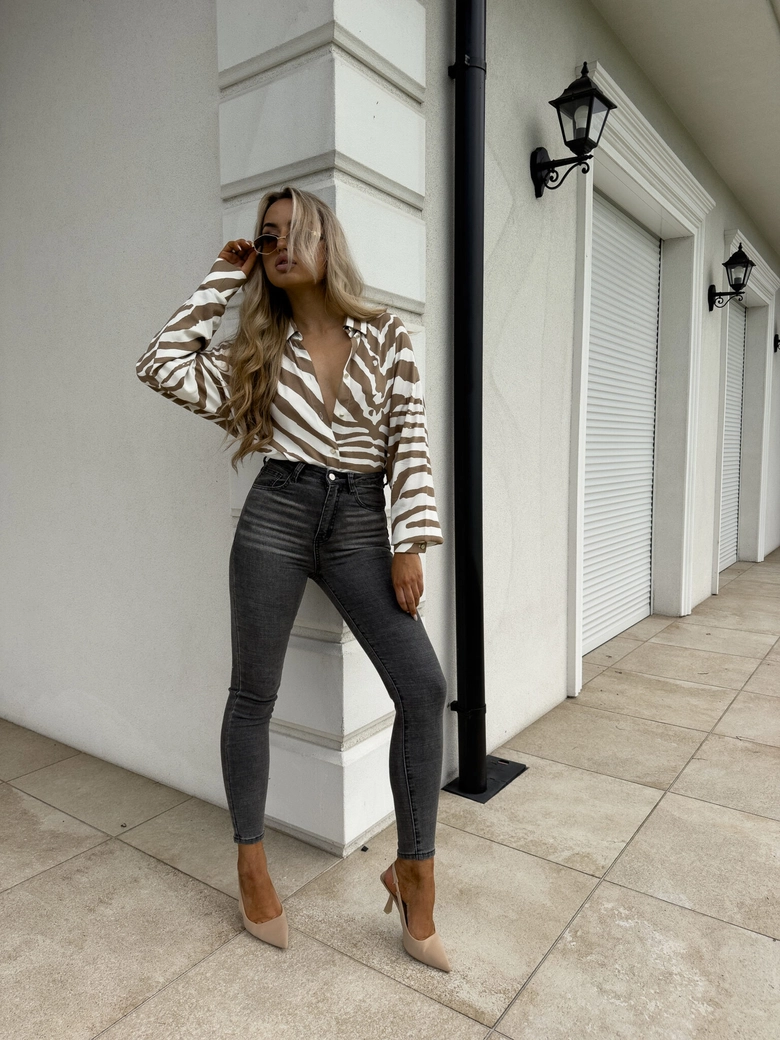 Koszula OVER AUTUMN print zebra - beżowo-ecru O16711