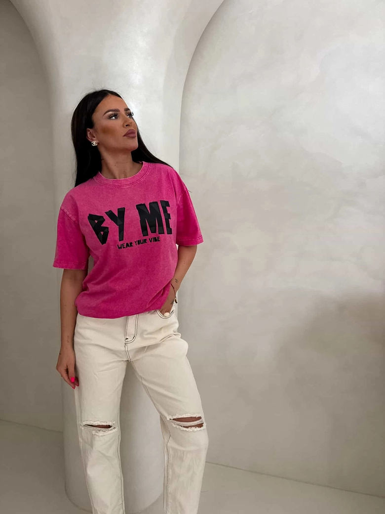 Dekatyzowany t-shirt BALEN - różowy