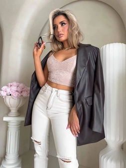 Marynarka LONG woskowana – czekoladowa