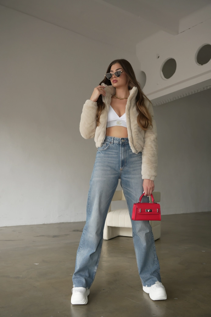 Kurtka damska BG Fur | beż W17587