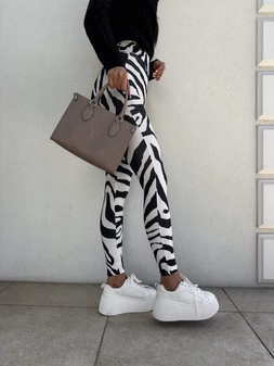 Legginsy GYM print zebra – biało-czarna