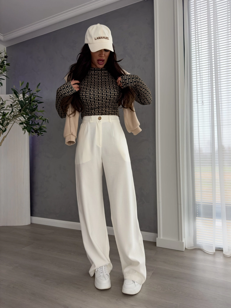 Spodnie SIMPLE wiskoza - ecru