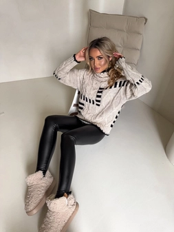 Sweter golf TRAIN – beżowo-czarny