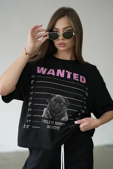 T-Shirt damski BG Pug | czarny C17925