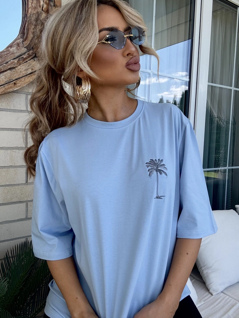 T-shirt PALMS – niebieski