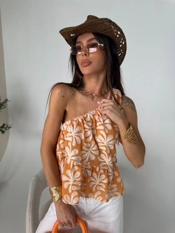 Top FLORAL orange