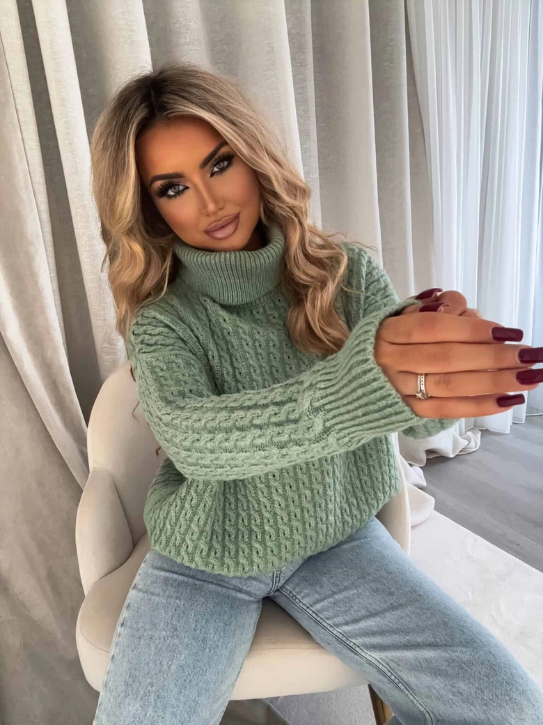 Sweter golf INKO - matcha