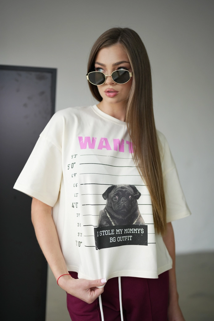 T-Shirt damski BG Pug | waniliowy C17928