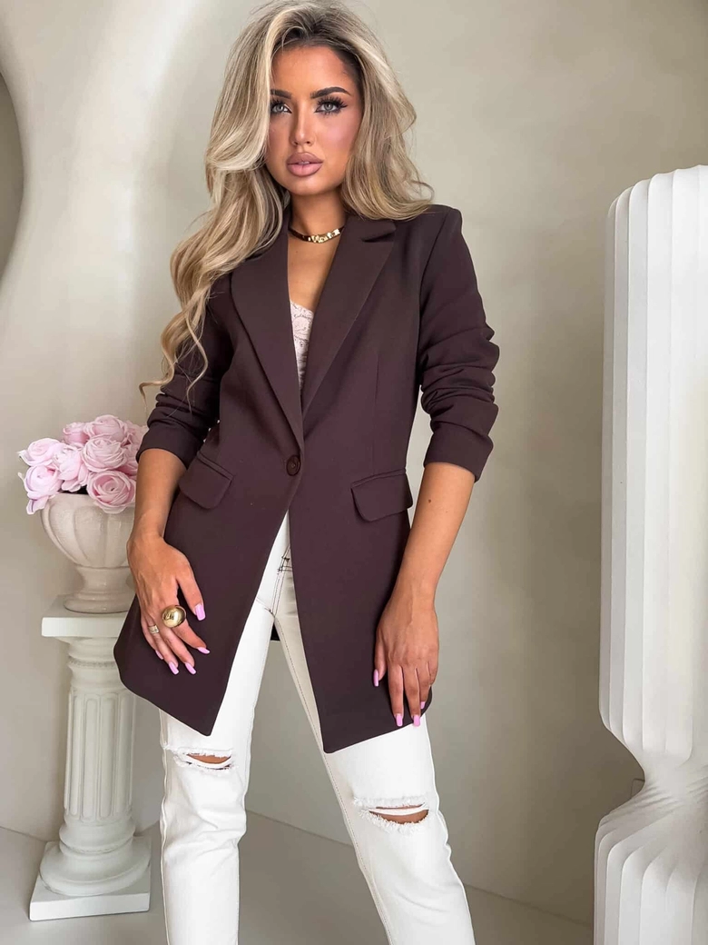 Marynarka LONG – czekoladowa