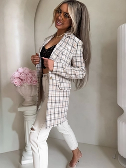 Marynarka LONG krata – beżowa