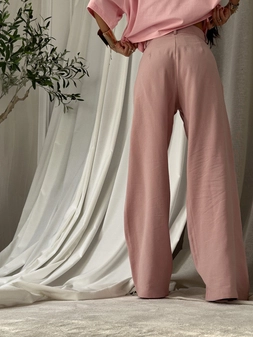 Spodnie SIMPLE wiskoza - brudny róż