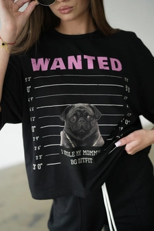 T-Shirt damski BG Pug | czarny C17925