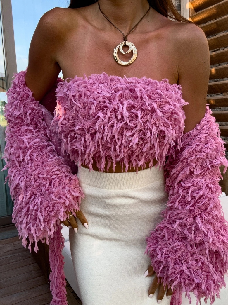 Top PIÓRA - różowe