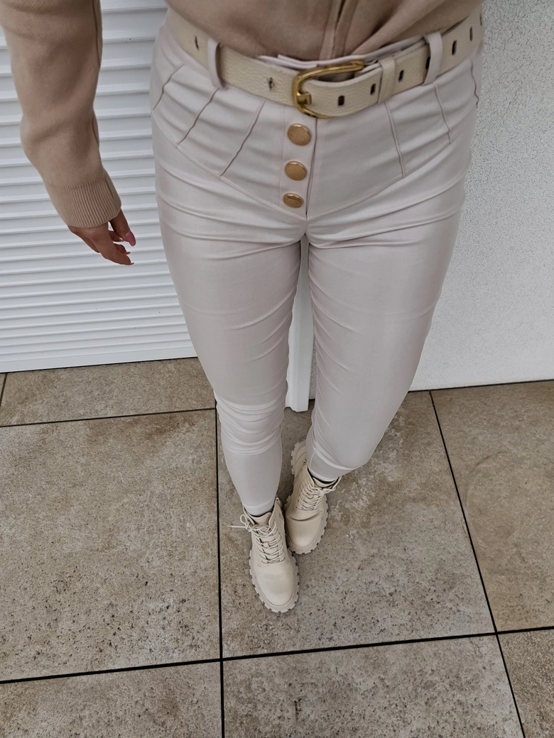 Spodnie woskowane KARL - ivory T17739